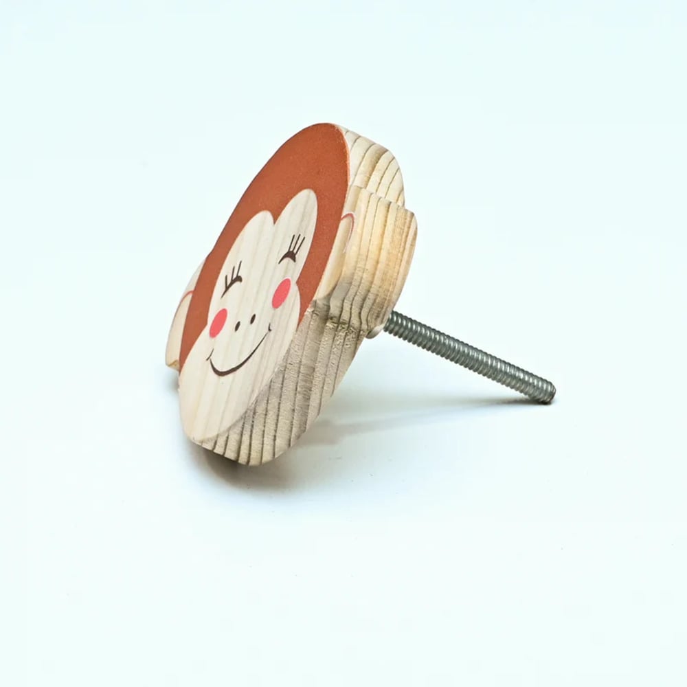 Handmade Pine Wood Monkey Face Knob for Kids Furniture
